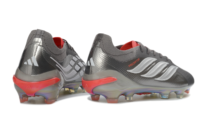 Adidas Predator 26 Elite FG Football Boots - Gray/Electric Red/Rainbow Flash