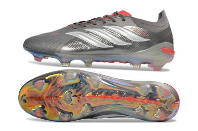Adidas Predator 26 Elite FG Football Boots - Gray/Electric Red/Rainbow Flash