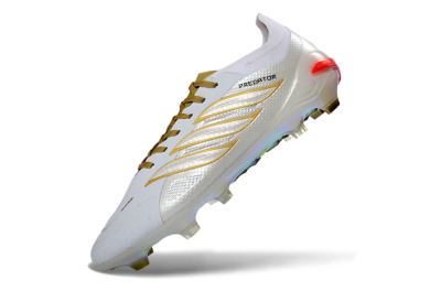 Adidas Predator 26 Elite FG Football Boots - White/Gold Reflective/Sleek Silver