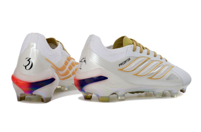 Adidas Predator 26 Elite FG Football Boots - White/Gold Reflective/Sleek Silver