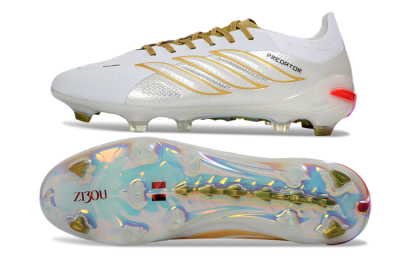 Adidas Predator 26 Elite FG Football Boots - White/Gold Reflective/Sleek Silver