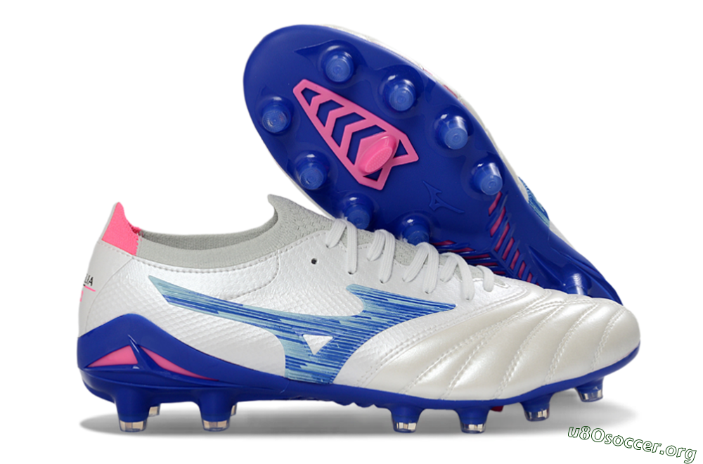 Mizuno Morelia Neo 4 FG Football Boots - White/Electric Blue/Pink Fusion 2