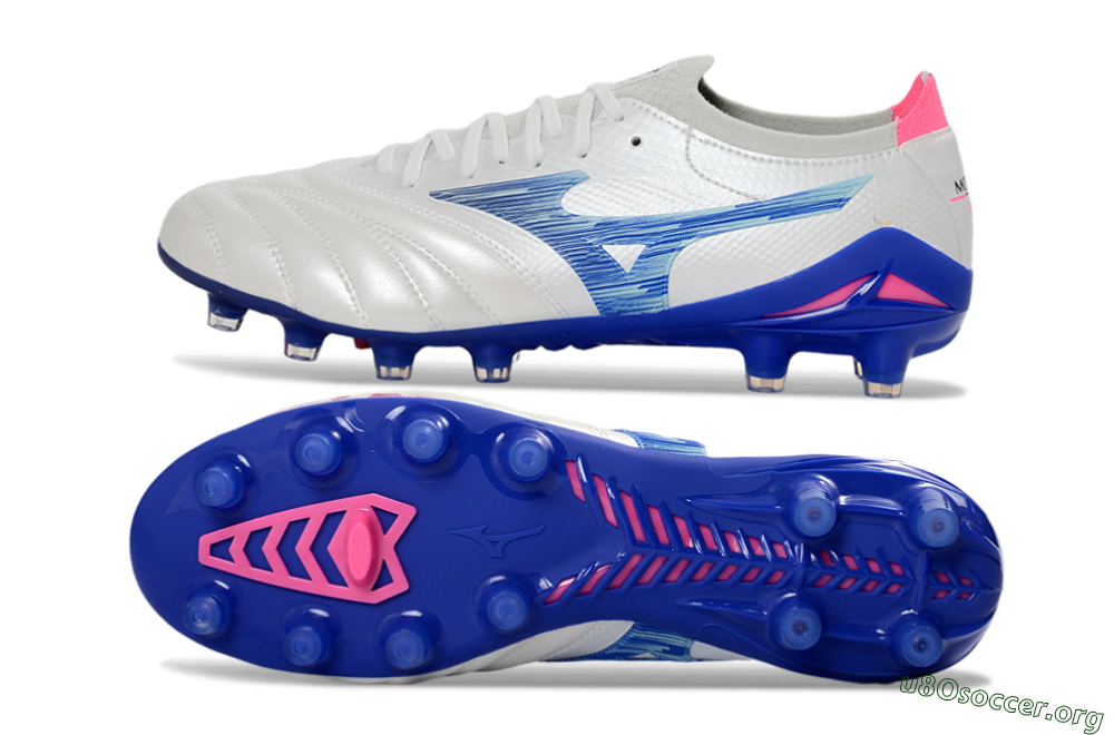 Mizuno Morelia Neo 4 FG Football Boots - White/Electric Blue/Pink Fusion 1