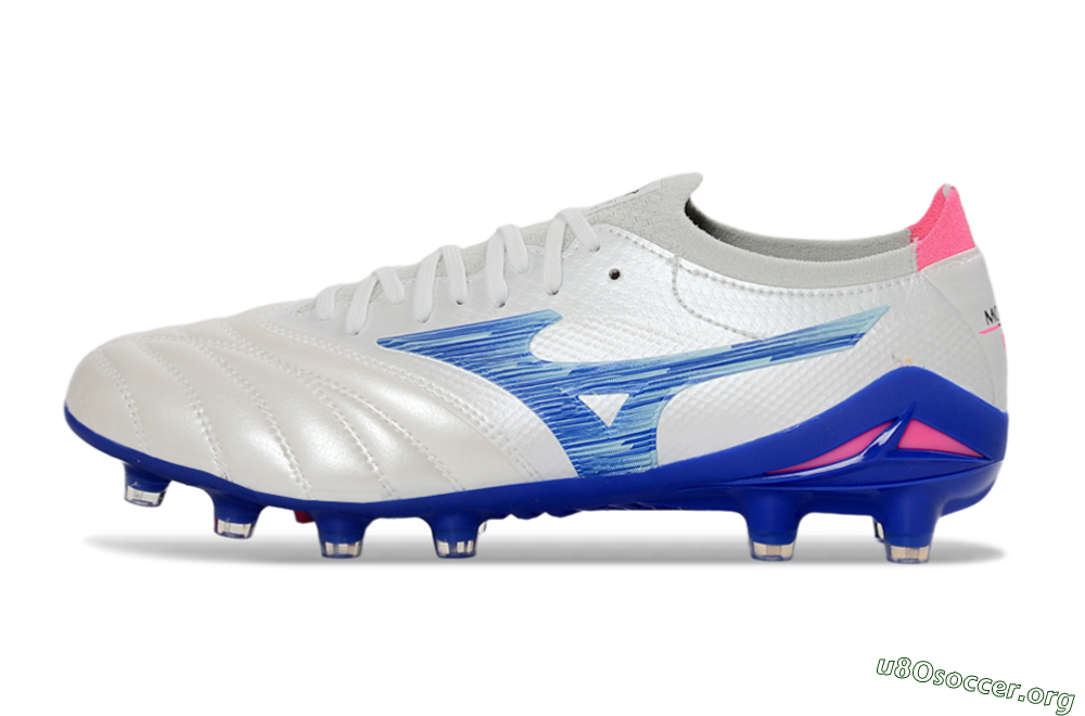 Mizuno Morelia Neo 4 FG Football Boots - White/Electric Blue/Pink Fusion 3