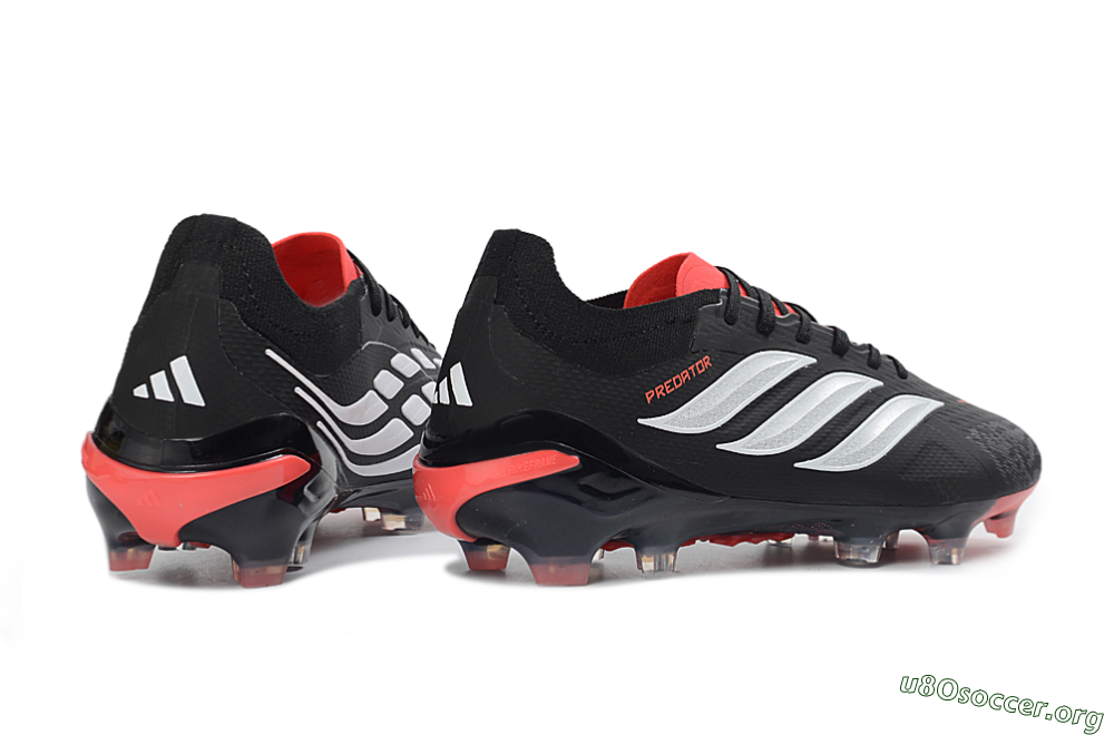 Adidas Predator 26 Elite FG Football Boots - Black/Electric Red/Metallic Silver 6