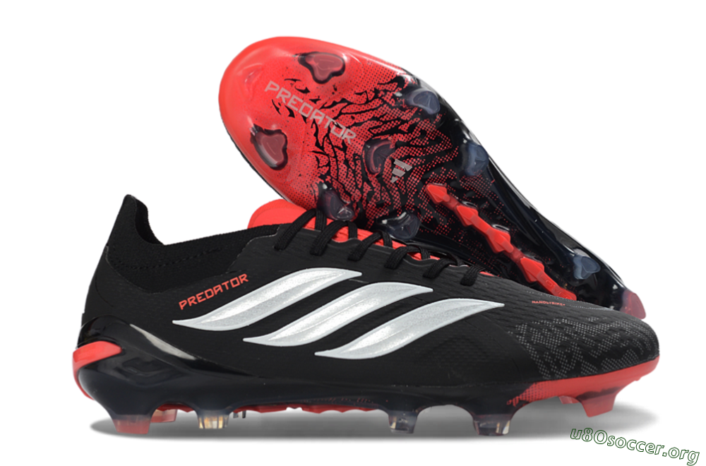 Adidas Predator 26 Elite FG Football Boots - Black/Electric Red/Metallic Silver 2