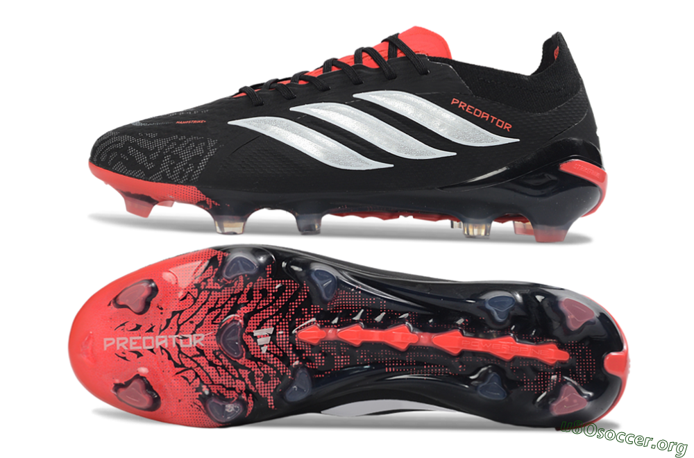 Adidas Predator 26 Elite FG Football Boots - Black/Electric Red/Metallic Silver 1