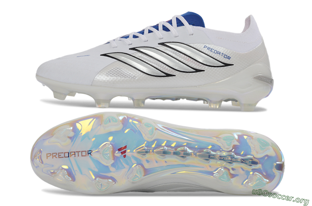 Adidas Predator 26 Elite FG Football Boots - White/Sky Blue/Black 1