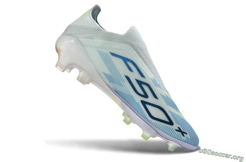 Adidas F50 Elite Lightstrike Pro Laceless FG Football Boots - Blue/Ice Blue/Neon Green 4