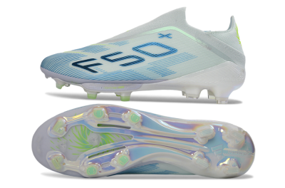 Adidas F50 Elite Lightstrike Pro Laceless FG Football Boots - Blue/Ice Blue/Neon Green
