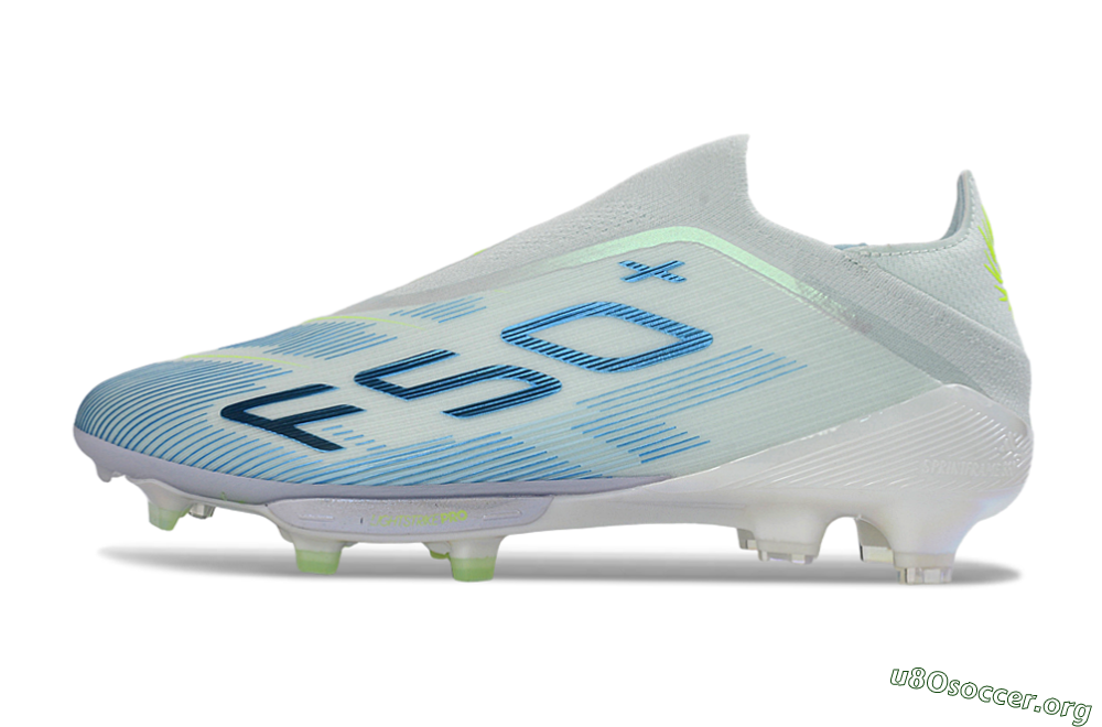 Adidas F50 Elite Lightstrike Pro Laceless FG Football Boots - Blue/Ice Blue/Neon Green 3