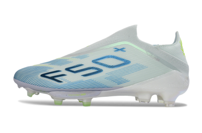 Adidas F50 Elite Lightstrike Pro Laceless FG Football Boots - Blue/Ice Blue/Neon Green
