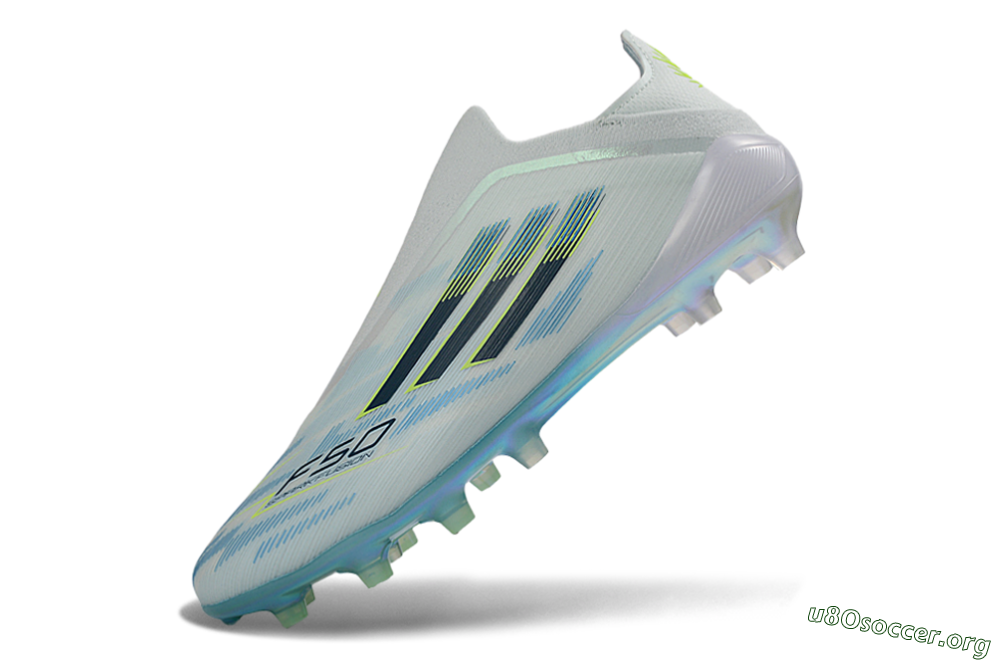 Adidas F50 Elite Laceless AG Football Boots - White/Iridescent Blue/Iridescent Green 5