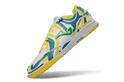 Joma Top Flex IC Football Shoes - White/Sunny Yellow/Blue Lagoon