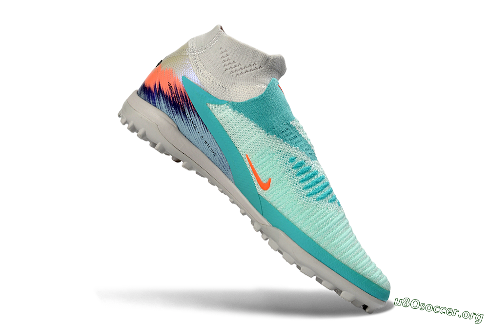 Nike Phantom 6 Elite High TF Football Shoes - Aqua/Coral Burst/Able Blue 4