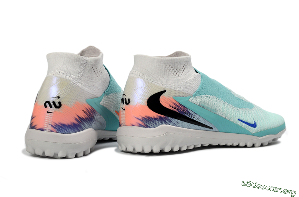 Nike Phantom 6 Elite High TF Football Shoes - Aqua/Coral Burst/Able Blue 6