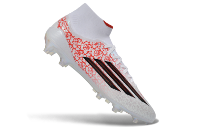 Adidas F50 Elite Mid FG Football Boots - White/Crimson Rose/Sleek Black