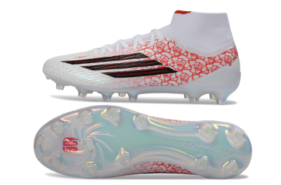 Adidas F50 Elite Mid FG Football Boots - White/Crimson Rose/Sleek Black