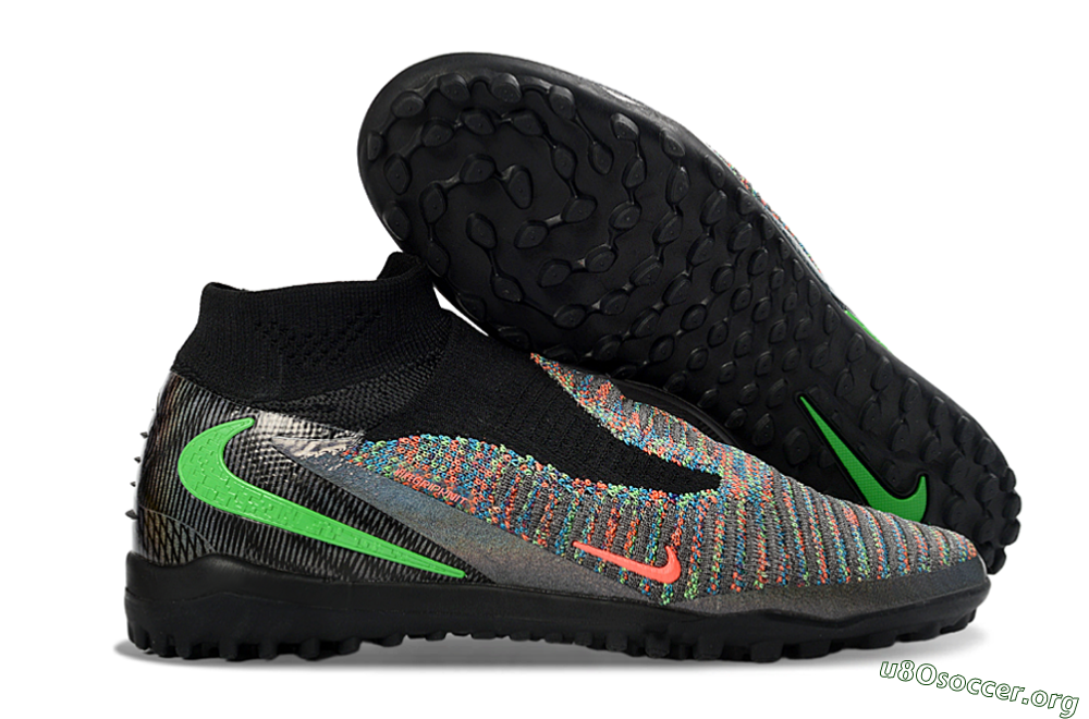 Nike Phantom 6 Elite High TF Football Shoes - Black/Electric Green/Multicolor 2
