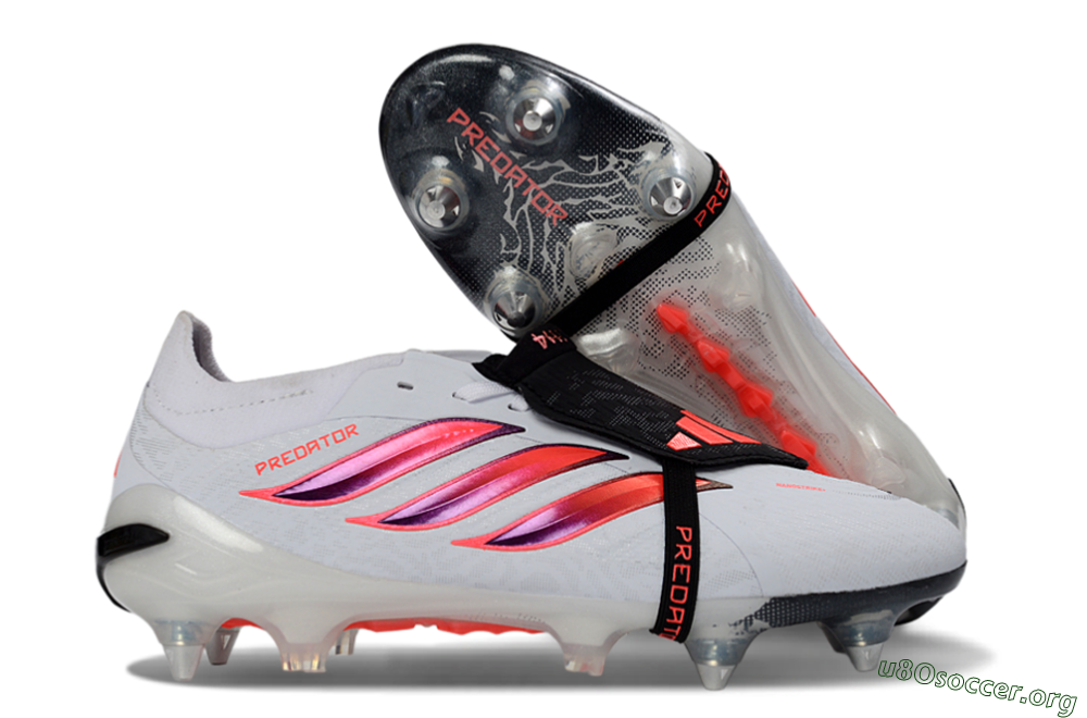 Adidas Predator 26 Elite Fold-Over Tongue FG Football Boots - White/Vivid Pink/Black 2