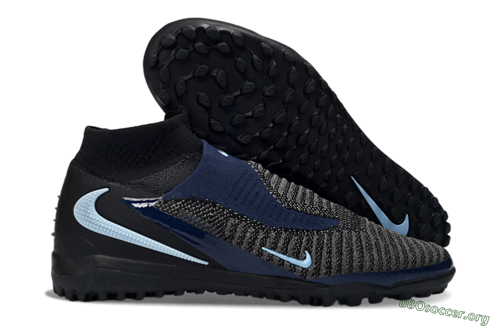 Nike Phantom 6 Elite High TF Football Shoes - Black/Navy Blue/Dark Gray 2