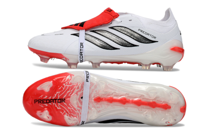 Adidas Predator 26 Elite Fold-Over Tongue FG Football Boots - White/Crimson/Black