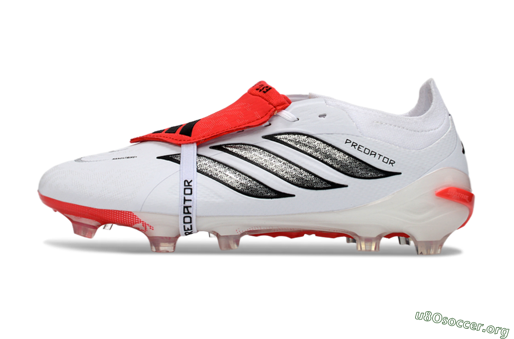 Adidas Predator 26 Elite Fold-Over Tongue FG Football Boots - White/Crimson/Black 3