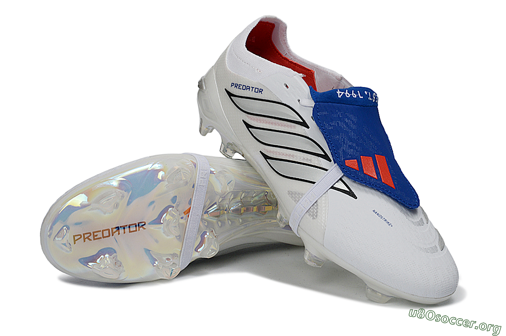 Adidas Predator 26 Elite Fold-Over Tongue FG Football Boots - White/Electric Blue/Black 0