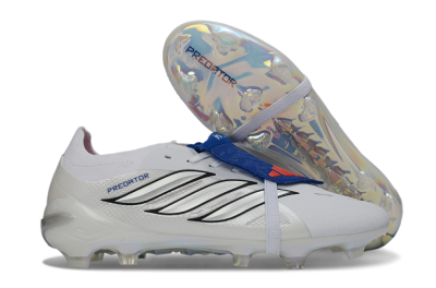 Adidas Predator 26 Elite Fold-Over Tongue FG Football Boots - White/Electric Blue/Black