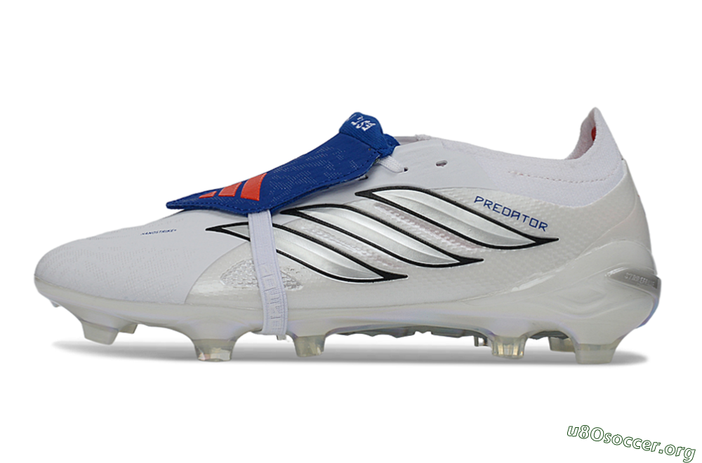 Adidas Predator 26 Elite Fold-Over Tongue FG Football Boots - White/Electric Blue/Black 3