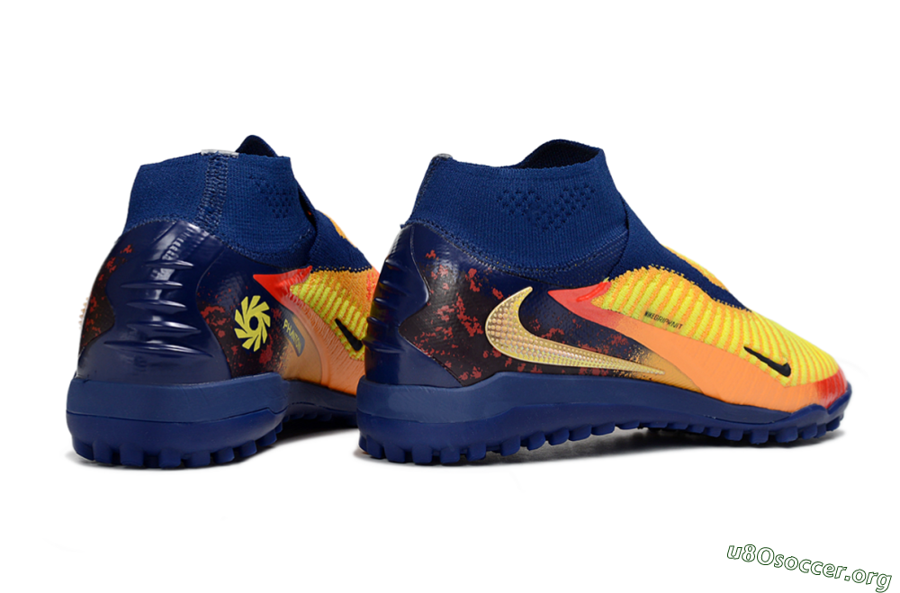 Nike Phantom 6 Elite High TF Football Shoes - Yellow/Navy Blue/Flame Orange 6