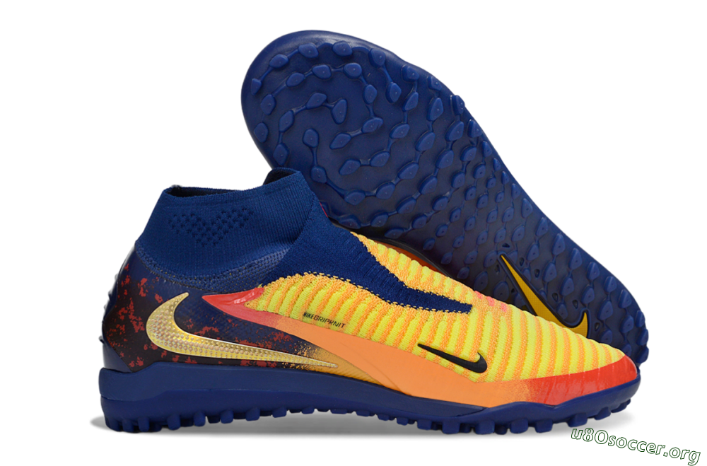 Nike Phantom 6 Elite High TF Football Shoes - Yellow/Navy Blue/Flame Orange 2