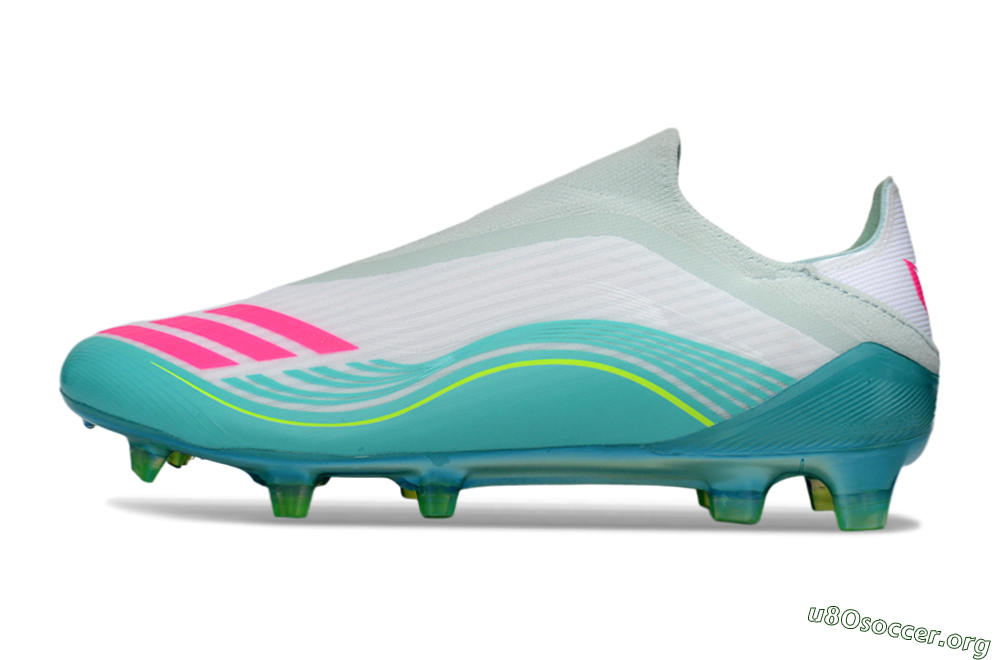 Messi x Adidas F50 Elite Laceless FG Football Boots - Aqua/Neon Green/Fuchsia 3