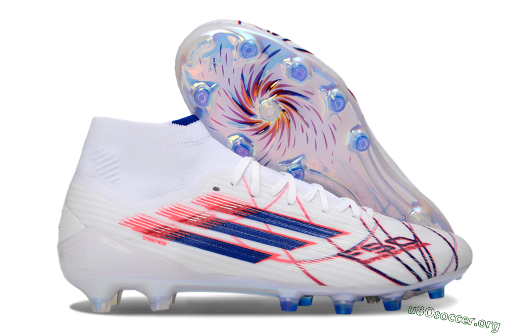 Adidas F50 Elite Mid FG Football Boots - White/Crimson Red/Deep Blue 2