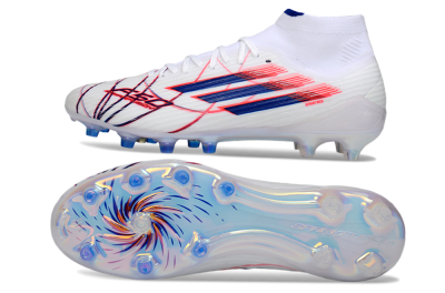 Adidas F50 Elite Mid FG Football Boots - White/Crimson Red/Deep Blue
