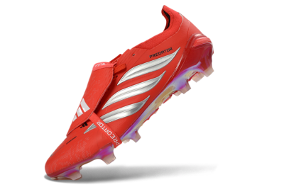 Adidas Predator 26 Elite Fold-Over Tongue FG Football Boots - Red/Fiery Crimson/Metallic Silver