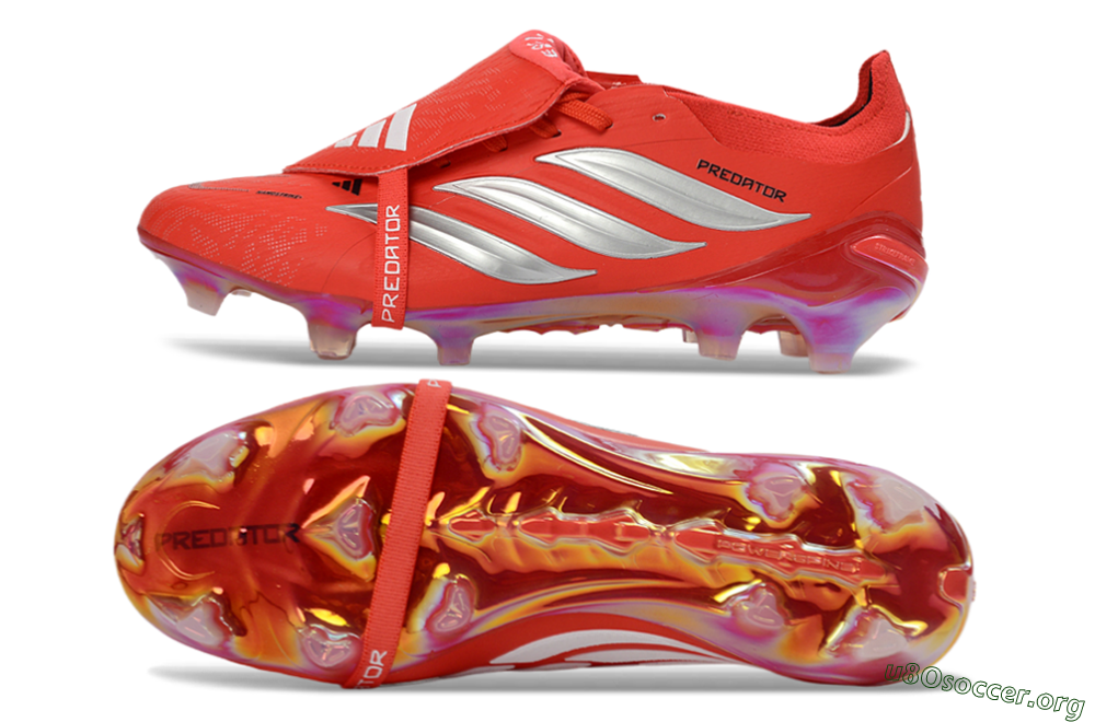 Adidas Predator 26 Elite Fold-Over Tongue FG Football Boots - Red/Fiery Crimson/Metallic Silver 1