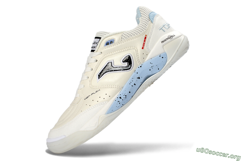 Joma Top Flex IC Football Shoes - White/Sky Blue/Black 5