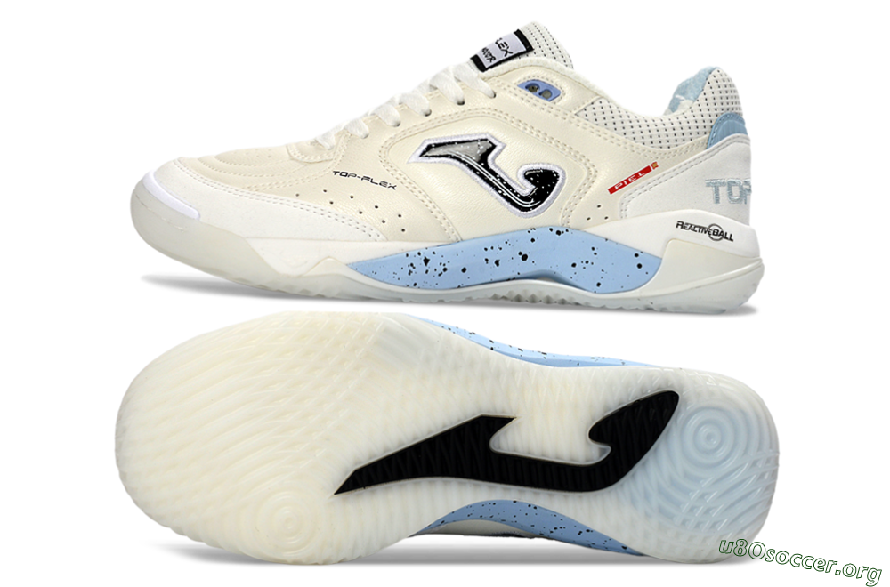 Joma Top Flex IC Football Shoes - White/Sky Blue/Black 1