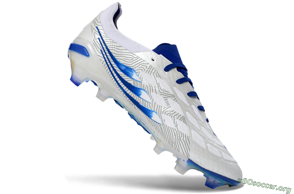 Adidas Predator 26 Elite FG Football Boots - White/Blue Burst/Iridescent Shine 4