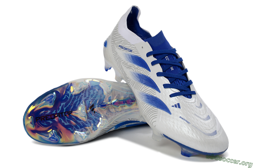Adidas Predator 26 Elite FG Football Boots - White/Blue Burst/Iridescent Shine 0