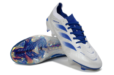 Adidas Predator 26 Elite FG Football Boots - White/Blue Burst/Iridescent Shine