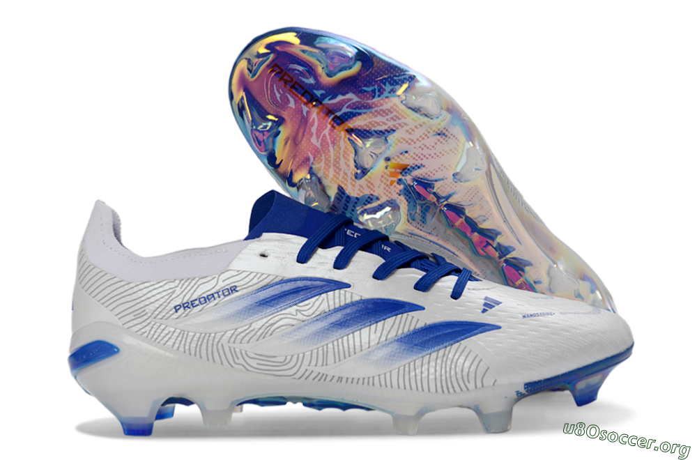 Adidas Predator 26 Elite FG Football Boots - White/Blue Burst/Iridescent Shine 2