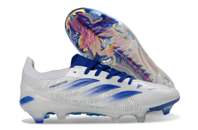 Adidas Predator 26 Elite FG Football Boots - White/Blue Burst/Iridescent Shine