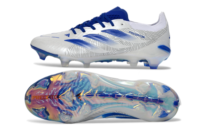 Adidas Predator 26 Elite FG Football Boots - White/Blue Burst/Iridescent Shine
