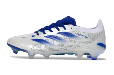 Adidas Predator 26 Elite FG Football Boots - White/Blue Burst/Iridescent Shine