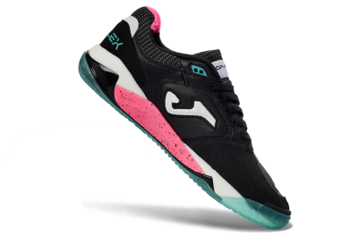 Joma Top Flex IC Football Shoes - Black/Electric Pink/Turquoise Blue