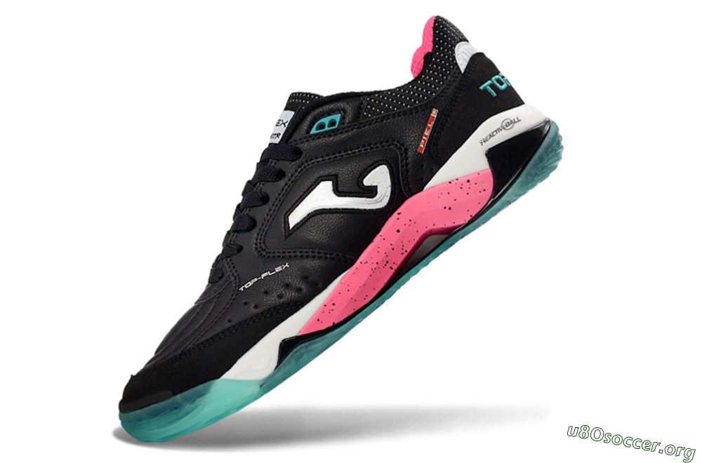 Joma Top Flex IC Football Shoes - Black/Electric Pink/Turquoise Blue 5