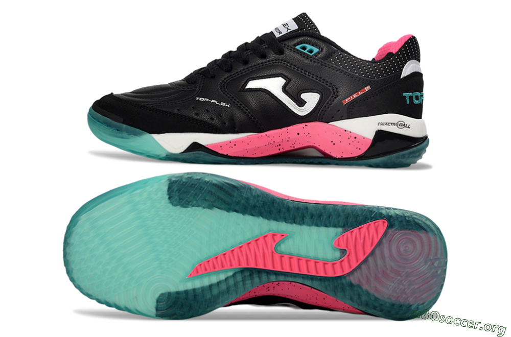 Joma Top Flex IC Football Shoes - Black/Electric Pink/Turquoise Blue 1