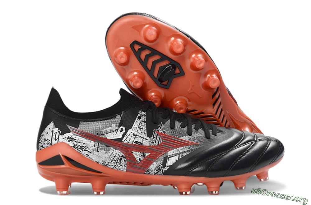 Mizuno Morelia Neo 4 FG Football Boots - Black/Coral Red/Graphite Grey 2